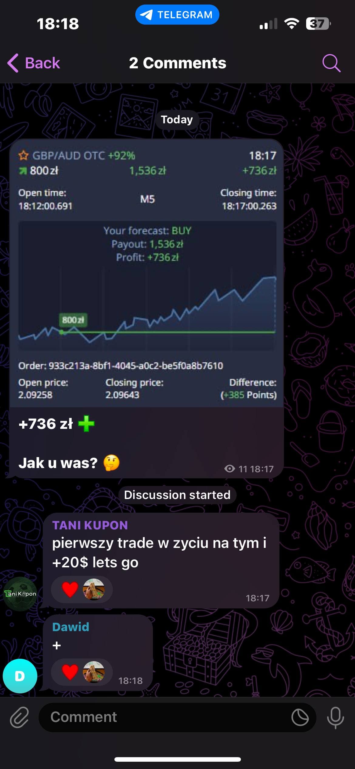 GBP/AUD OTC zrzut wyniku